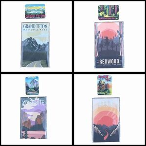 Set of 8 National Park Magnets Yosemite, Grand Teton, Redwood, Zion New Outdoors